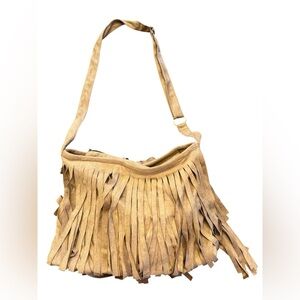 Gypsy Rose Vegan Suede Tan Fringe Shoulder Bag NWT